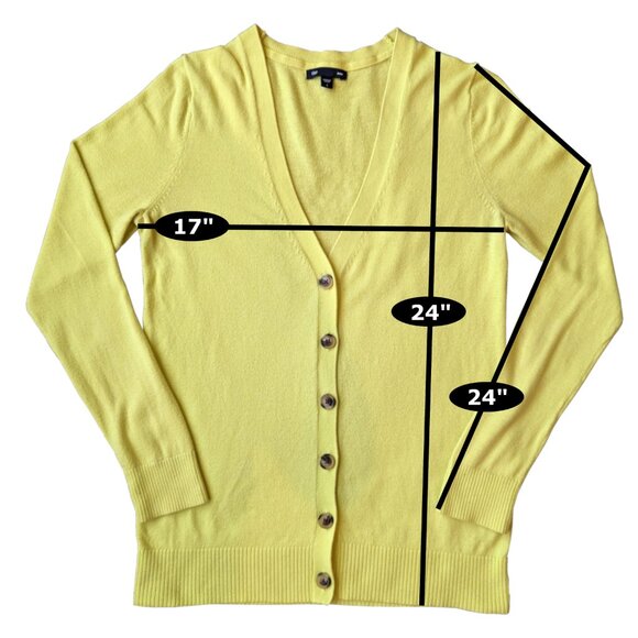 GAP Bright Yellow V-Neck Cardigan Sweater | S - Picture 5 of 5